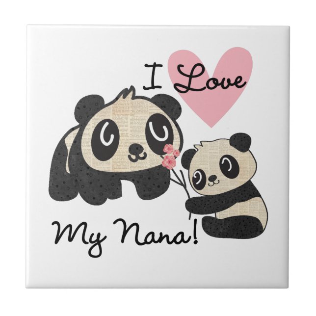 Carreau En Céramique Les pandas I aiment ma Nana (Devant)