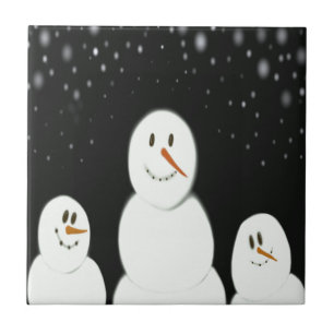 Carreau En Céramique Les Snowmen Profitent De La Peinture Nocturne Star