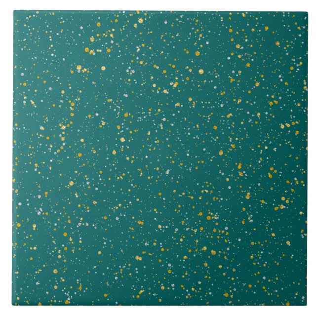 Carreau En Céramique L'espace élégant de confettis - vert turquoise et (Devant)