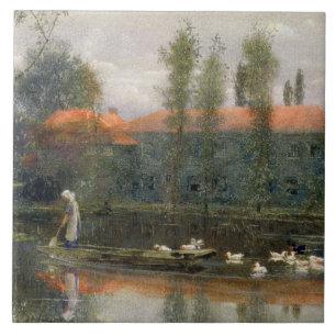 Carreau En Céramique L'étang de William Morris travaille à l'abbaye d