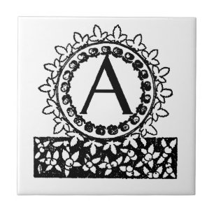 Carreau En Céramique Lettre A monogramme victorien vintage