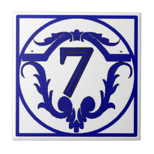 CARREAU EN CÉRAMIQUE LETTRE BLEUE FRANÇAISE NOMBRE MAISON TISSUS