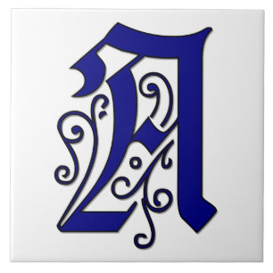 Carreau En Céramique Lettre Colchester A Blue Monogram Accent Tile