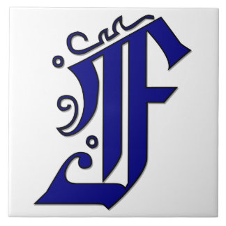 Carreau En Céramique Lettre Colchester F en tuiles Monogrammes bleues
