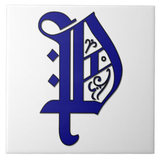 Carreau En Céramique Lettre Colchester P en tuiles Monogrammes bleues