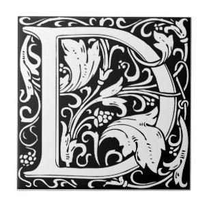 Carreau En Céramique Lettre D Monogramme médiéval Art Nouveau