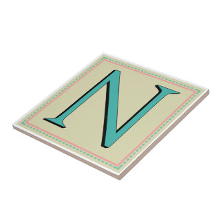 CARREAU EN CÉRAMIQUE LETTRE DE MONOGRAMME DE N