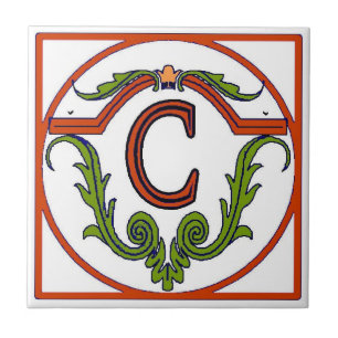 Carreau En Céramique LETTRE ESPAGNOLE ROUGE Tile C