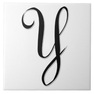 Carreau En Céramique Lettre Geessele Y en tuile Monogramme noire