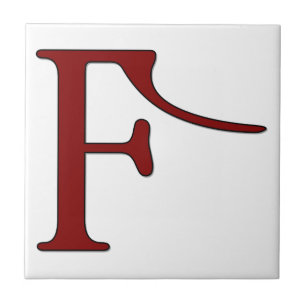 Carreau En Céramique Lettre Helena F en mosaïque Monogramme rouge