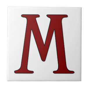 Carreau En Céramique Lettre Helena M en mosaïque Monogramme rouge