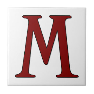 Carreau En Céramique Lettre Helena M en mosaïque Monogramme rouge
