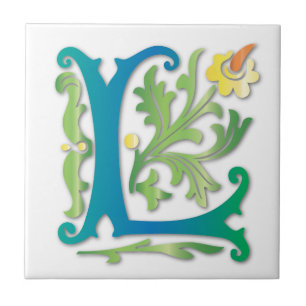Carreau En Céramique Lettre L Monogram Fleur de lis