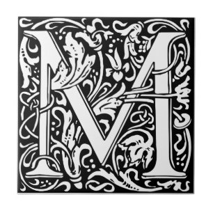 Carreau En Céramique Lettre M Monogramme médiéval Art Nouveau