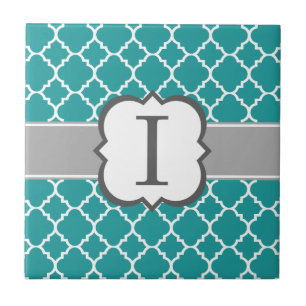 Carreau En Céramique LETTRE MONOGRAPHIQUE BLEUE Turquoise I QUATREFIL
