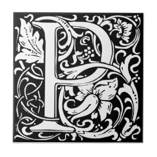 Carreau En Céramique Lettre P Monogramme médiéval Art Nouveau