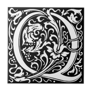 Carreau En Céramique Lettre Q Monogramme médiéval Art Nouveau
