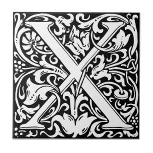 Carreau En Céramique Lettre X Monogramme Art Nouveau Médiéval
