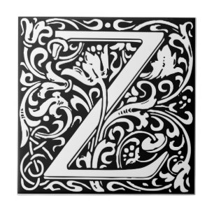 Carreau En Céramique Lettre Z Monogramme médiéval Art Nouveau