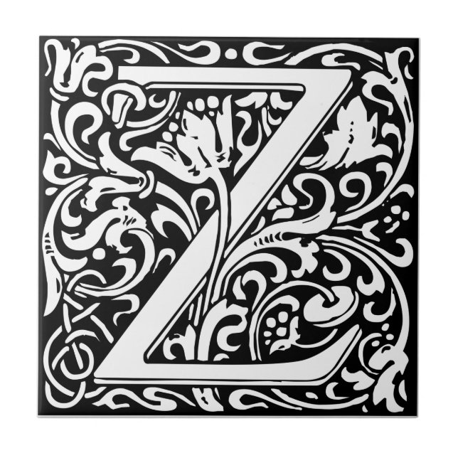 Carreau En Céramique Lettre Z Monogramme médiéval Art Nouveau (Devant)