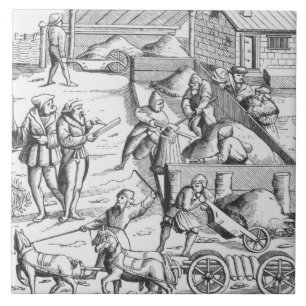 Carreau En Céramique L'extraction des métaux, après une gravure sur