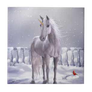 Carreau En Céramique Licorne dans la neige