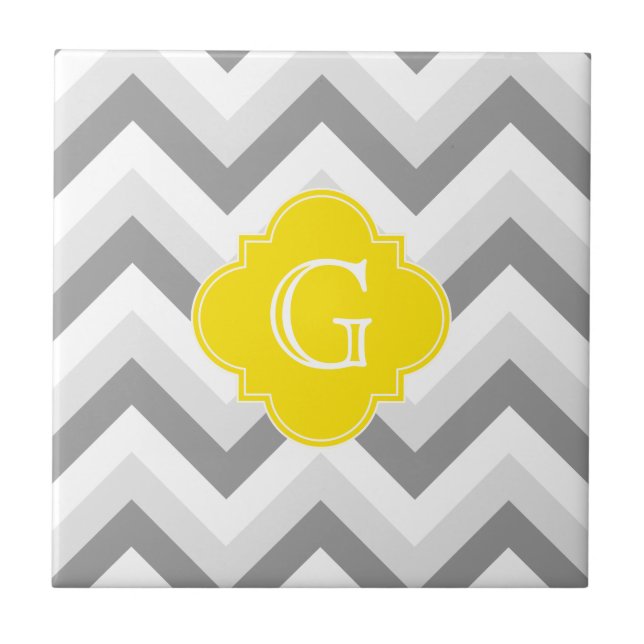 Carreau En Céramique Lieutenant Two Grey White Chevron Yellow Monogram (Devant)