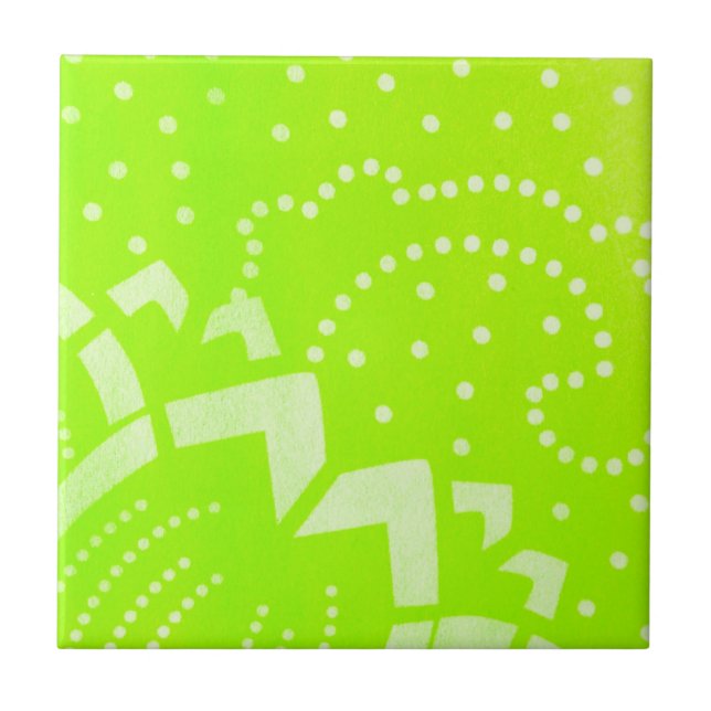 Carreau En Céramique Lime Green geomentric dot stripe graphic pattern (Devant)