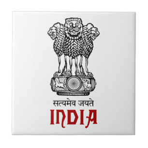 Carreau En Céramique L'INDE - joint/emblème/blason/manteau des bras
