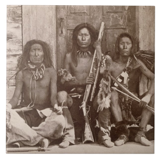Carreau En Céramique L'Indien trois brave, photographié par l'anglais (Devant)