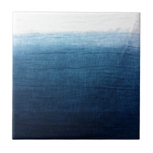 Carreau En Céramique L'indigo Ombre se fanent Shibori teint par