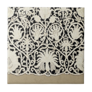 Carreau En Céramique Linge de dentelle mariage blanc classique jolie