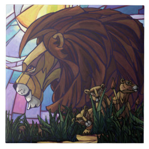 Carreau En Céramique Lion et petits