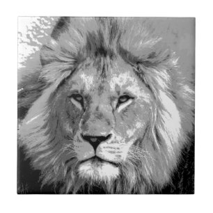 Carreau En Céramique Lion noir blanc