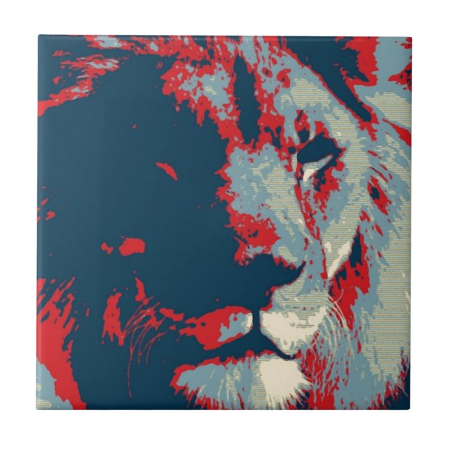 Carreau En Céramique Lion Pop Art (Devant)