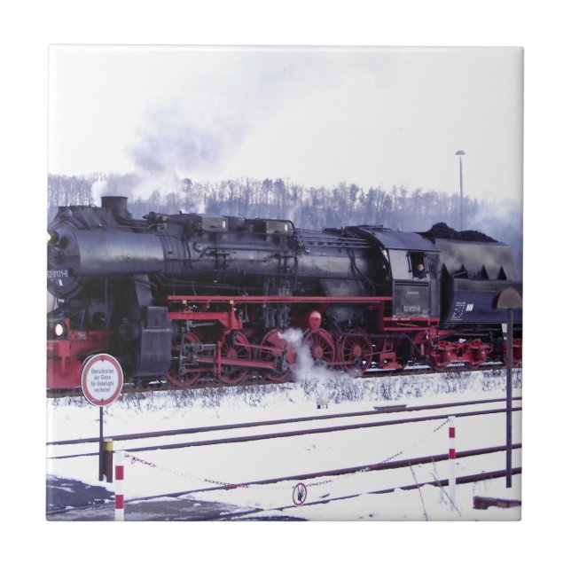Carreau En Céramique locomotive de gare de train à vapeur (Devant)