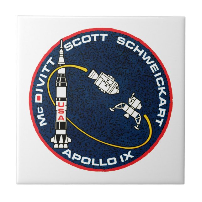 Carreau En Céramique Logo de patchs de mission Apollo 9 NASA (Devant)