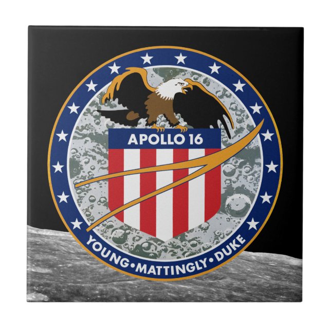 Carreau En Céramique Logo du patch de mission Apollo 16 NASA (Devant)