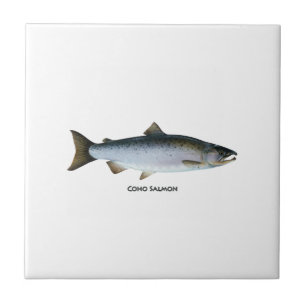 Carreau En Céramique Logo du Saumon Coho (intitulé)