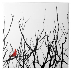 Carreau En Céramique L'oiseau rouge par des poivrons de Leslie
