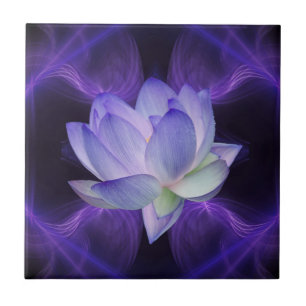 Carreau En Céramique Lotus pourpre et la géométrie sacrée