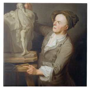 Carreau En Céramique Louis-Francois Roubiliac (1695-1762) modelant le
