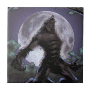 Carreau En Céramique Loup-garou hurlant à la lune