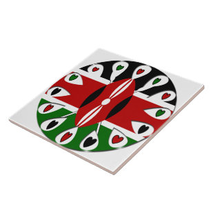 Carreau En Céramique Lovely Hearts Kenya : Drapeau Art Motif