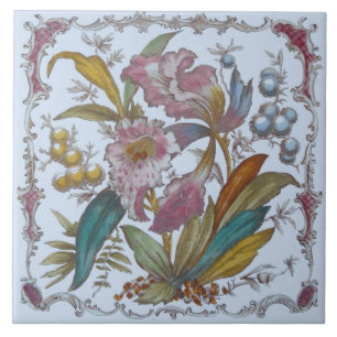 Carreau En Céramique Lovely Victorian Transware Floral Tile c1880