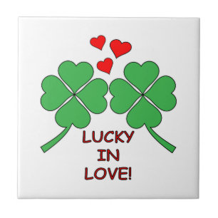 Carreau En Céramique Lucky In Love Hearts Clover