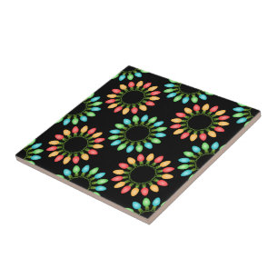 Carreau En Céramique Lumières de Noël en cercles colorés