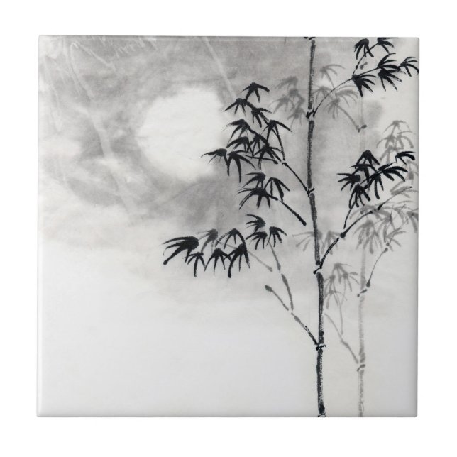 Carreau En Céramique Lune japonaise classique de bambou d'art de (Devant)