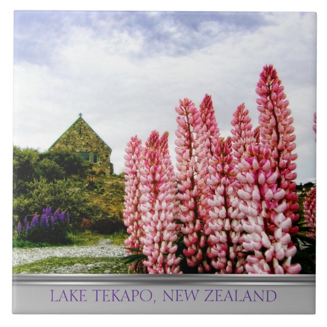 Carreau En Céramique Lupins roses @ Lac Tekapo Nouvelle-Zélande (Devant)