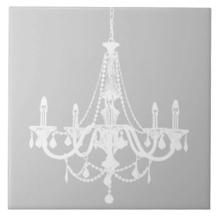 Carreau En Céramique Lustre blanc et gris chic